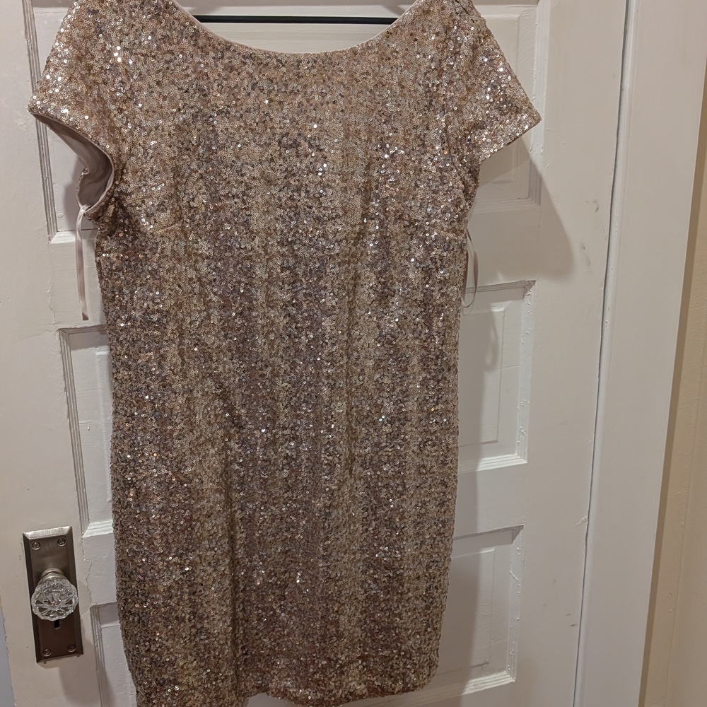 White House Black Market Gold Sequin Mini Dress (New Years Eve Ready)